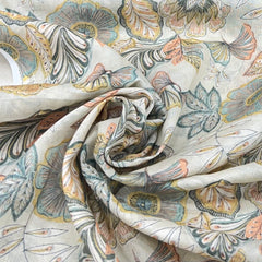 Pastel Beige Position Flower Mul Cotton Print