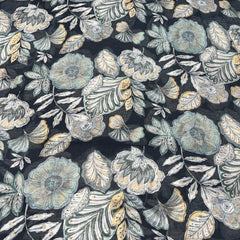 Black Floral Paisley Mul Cotton Print