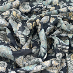 Black Floral Paisley Mul Cotton Print