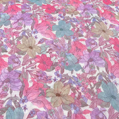 White With Multicolour Rose Floral Mul Cotton Print