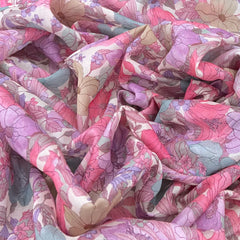 White With Multicolour Rose Floral Mul Cotton Print