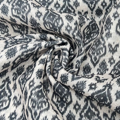 Beige With Black Geometric Linen Print