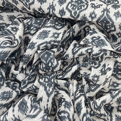 Beige With Black Geometric Linen Print