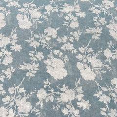 Pastel Blue All Over Floral Linen Print