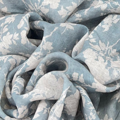 Pastel Blue All Over Floral Linen Print