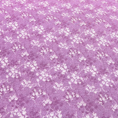 Light Purple Floral Cotton Linen Print