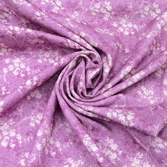 Light Purple Floral Cotton Linen Print