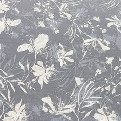 Dusty Grey All Over Floral Cotton Linen Print