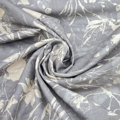 Dusty Grey All Over Floral Cotton Linen Print