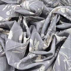 Dusty Grey All Over Floral Cotton Linen Print