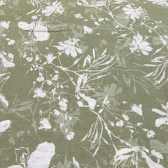 Light Sage Green All Over Floral Cotton Linen Print
