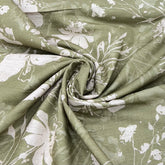 Light Sage Green All Over Floral Cotton Linen Print
