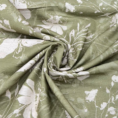 Light Sage Green All Over Floral Cotton Linen Print