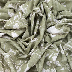 Light Sage Green All Over Floral Cotton Linen Print