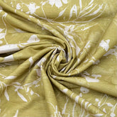 Light Pastel Yellow All Over Floral Cotton Linen Print