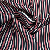 Nude Pink With Black Stripes Habutai Silk Print