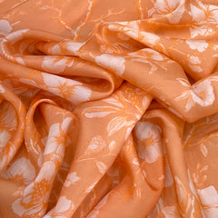 Light Orange Floral Jal Habutai Silk Print