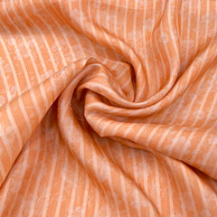 Light Orange Stripes / Floral Self Habutai Silk Print