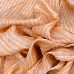 Light Orange Stripes / Floral Self Habutai Silk Print