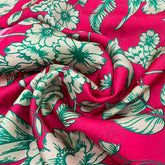 Bright Pink Peonies Floral Jal Habutai Silk Print