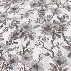 White & Grey Painting Floral Habutai Silk print