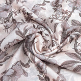 White & Grey Painting Floral Habutai Silk print