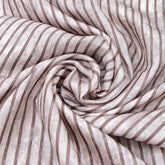 White & Grey Stripes With Bird Habutai Silk Print