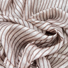 White & Grey Stripes With Bird Habutai Silk Print