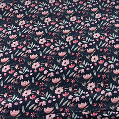Black With Multicolour Vegetable Floral Crepe Print