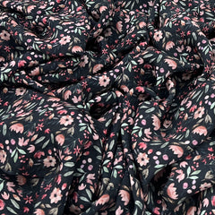 Black With Multicolour Vegetable Floral Crepe Print