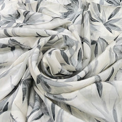 White Leaf Crepe Print