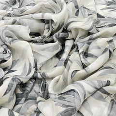 White Leaf Crepe Print