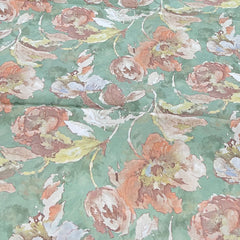 Sage Green Tropical Floral Crepe Print