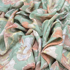 Sage Green Tropical Floral Crepe Print