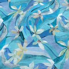 Baby Blue Abstract Floral Crepe Print