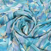 Baby Blue Abstract Floral Crepe Print