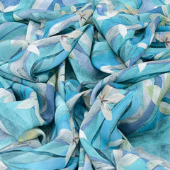 Baby Blue Abstract Floral Crepe Print