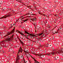 Maroon Red Vegetable Floral Crepe Print