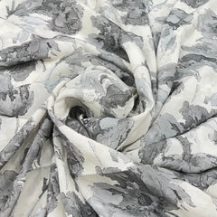 White Grey Bellini Floral Crepe Print
