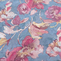 Pastel Blue Bellini Floral Crepe Print