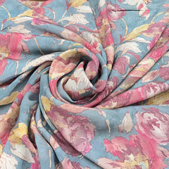 Pastel Blue Bellini Floral Crepe Print