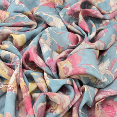 Pastel Blue Bellini Floral Crepe Print