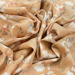 Light Orange Floral Tissue Zari Print