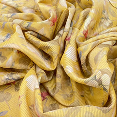 Yellow Floral Tissue Zari Print