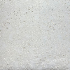 White Lucknowi Dyeable Georgette Embroidery