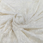 White Lucknowi Dyeable Georgette Embroidery