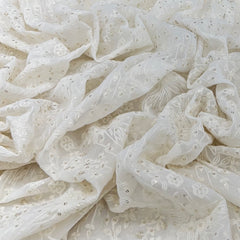 White Lucknowi Dyeable Georgette Embroidery