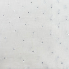 White Zari Butti Silver Cotton Embroidery