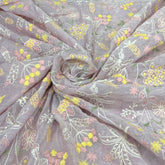 Light Lavender Floral Sequins & Thread Mul Chanderi Embroidery