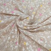 Light Peach All Over Thread & Sequins Mul Chanderi Embroidery